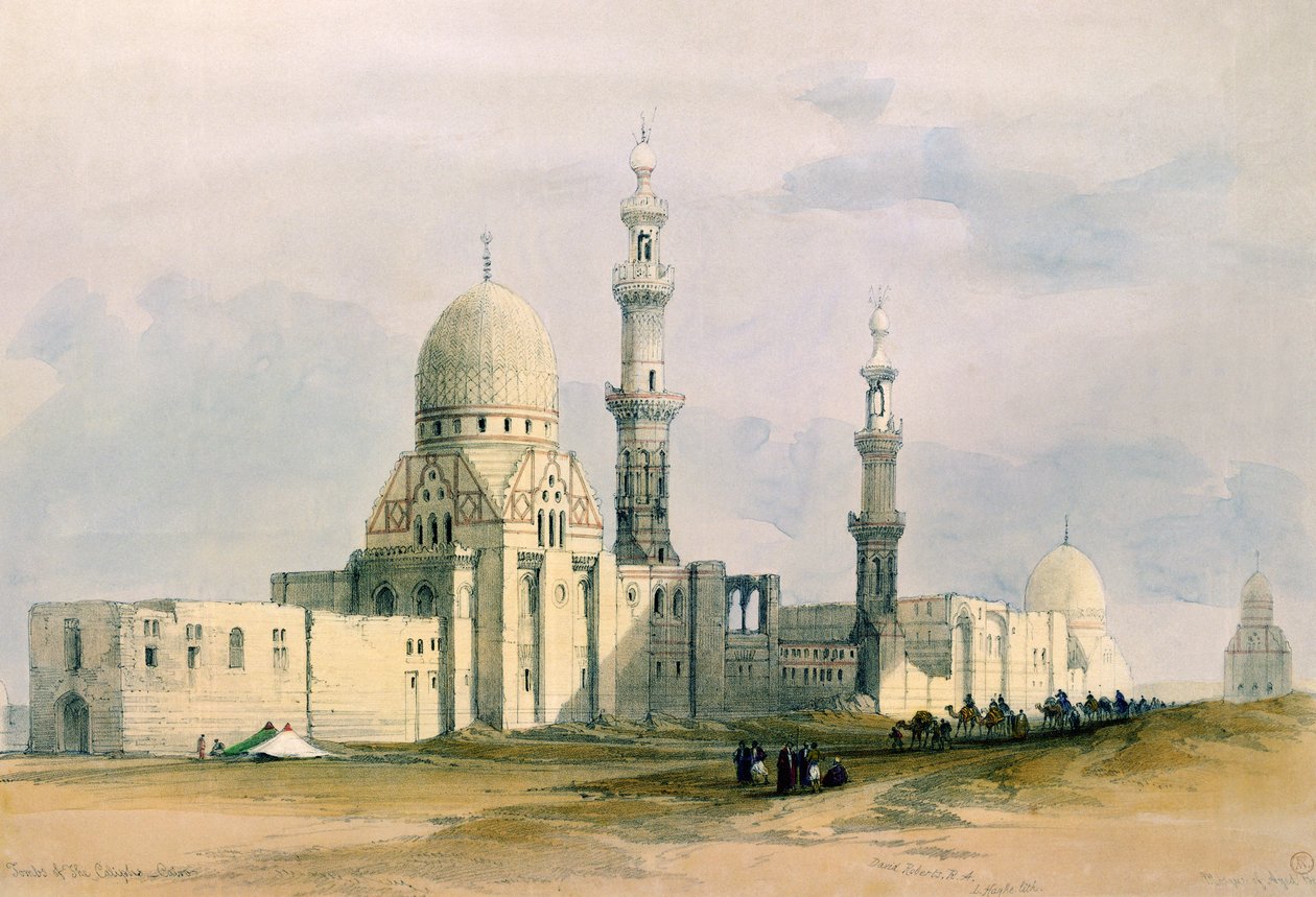 Qansuh Abu Sa`id szultán sírja, 1499, a keleti temetőben vagy a kalifák sírjai, Kairó, Egyiptomból és Núbiából, 3. köt. alkotó: David Roberts