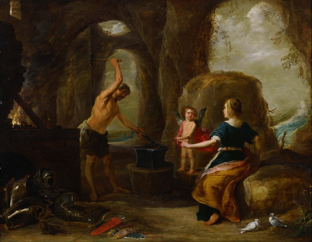 Vénusz meglátogatja a Vulkán kovácsot alkotó: David Teniers the Elder