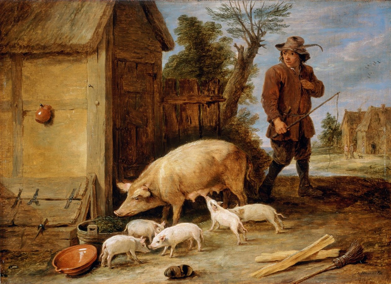 Egy koca és alma alkotó: David Teniers the Younger