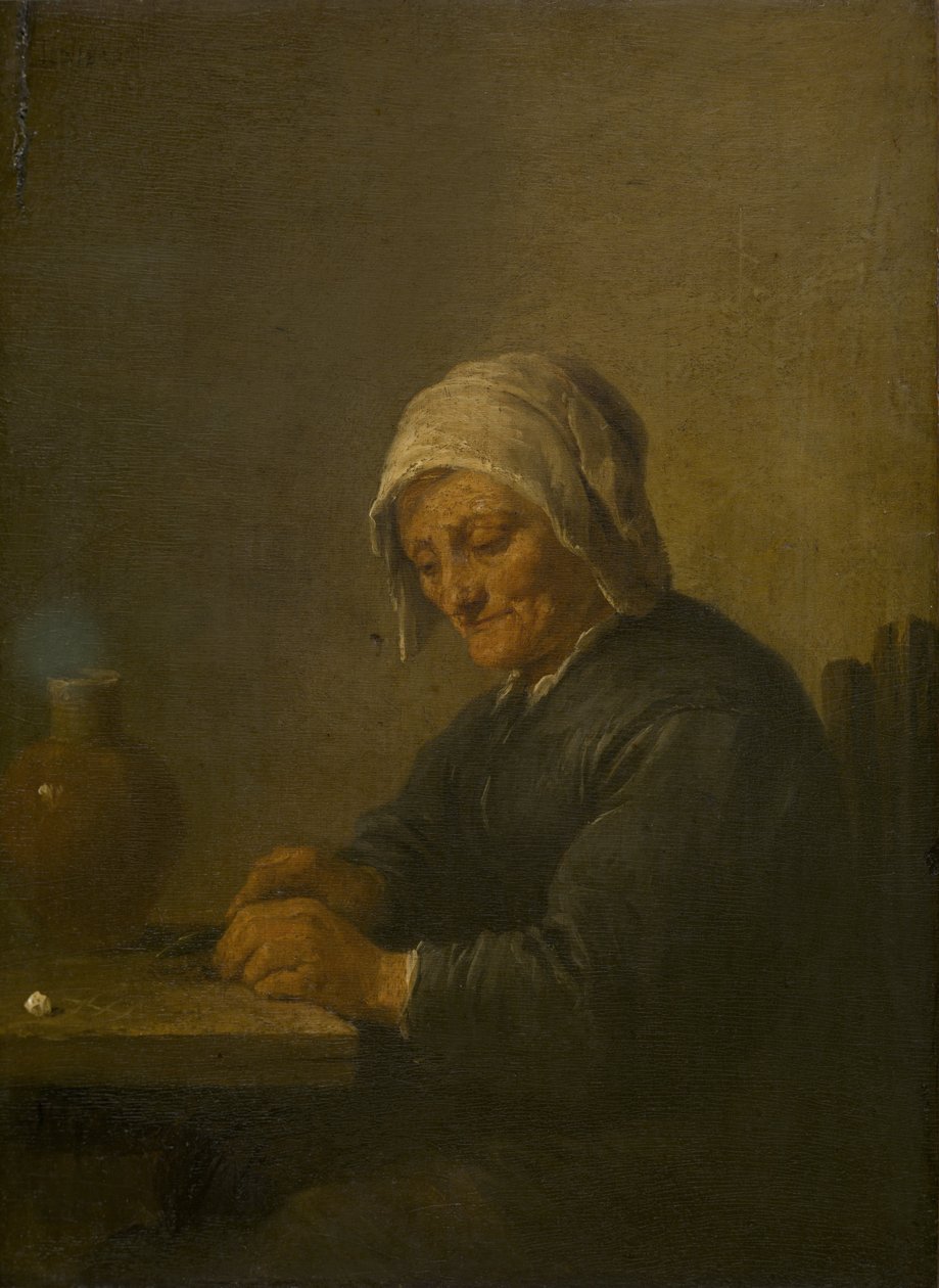 Dohányvágás öregasszony alkotó: David Teniers the Younger