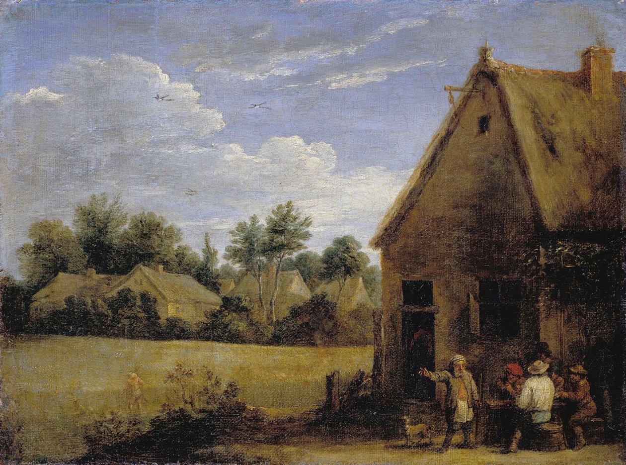 Víkendház parasztokkal, akik kártyáznak alkotó: David Teniers the Younger