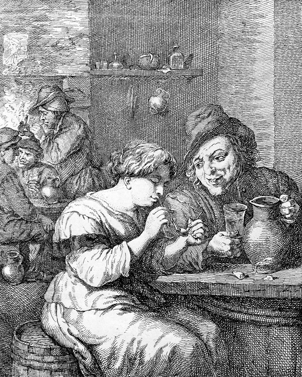 Egy fogadó belseje, Coryn Boel metszet alkotó: David Teniers the Younger
