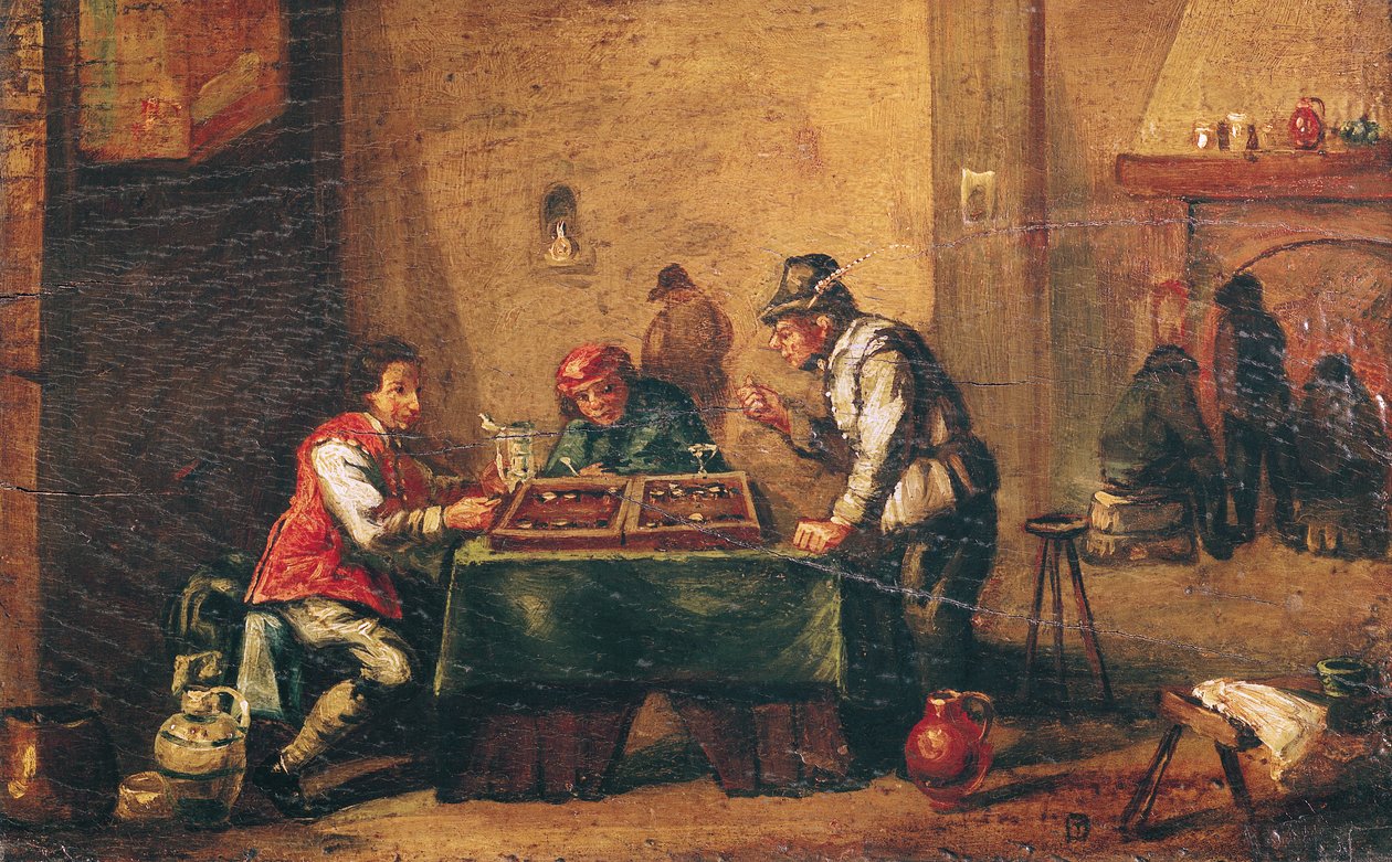 Férfiak, akik backgammont játszanak egy kocsmában alkotó: David Teniers the Younger