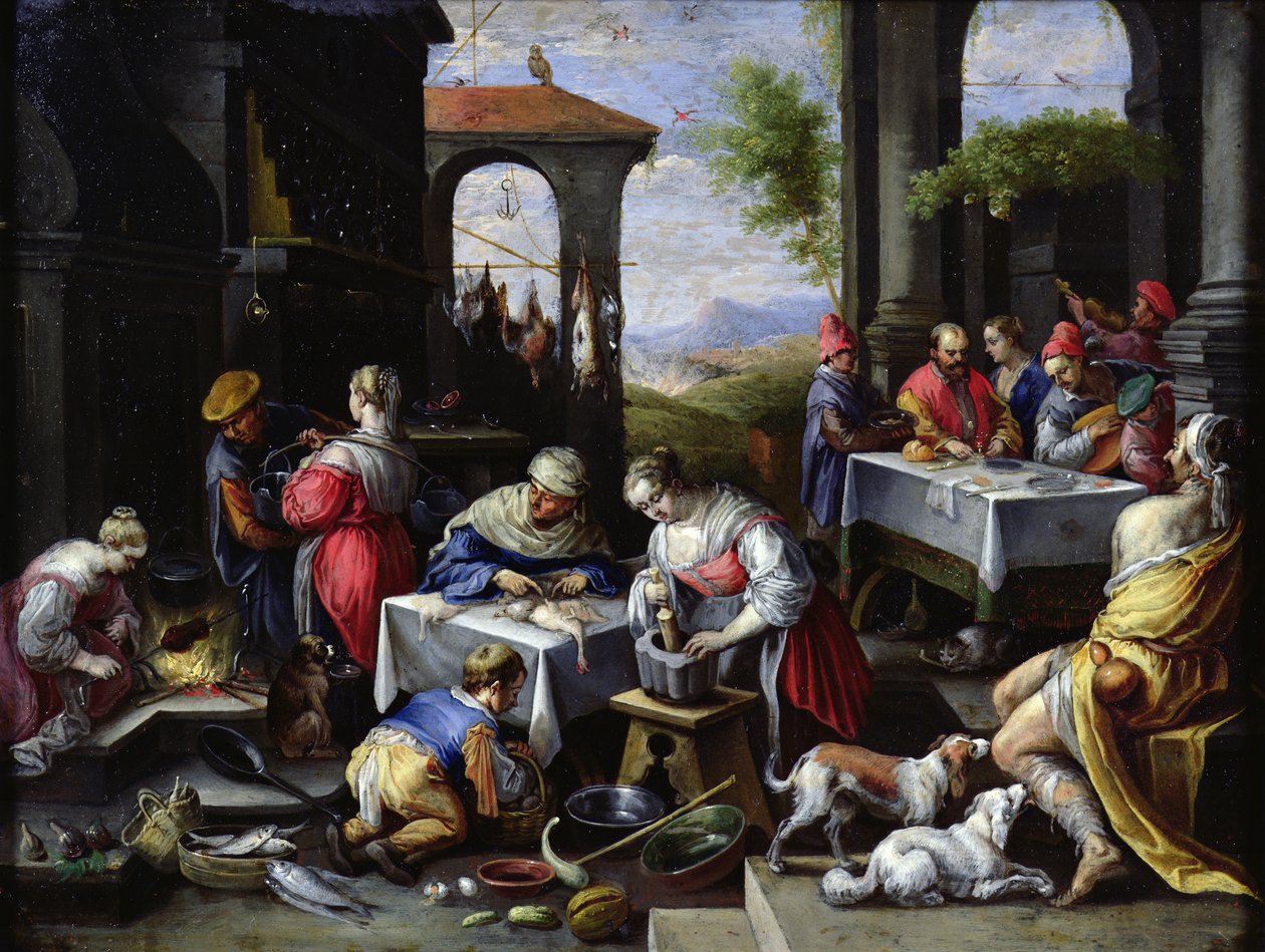 Példabeszéd Lázárról és a gazdag emberről (olaj, réz) alkotó: David Teniers the Younger
