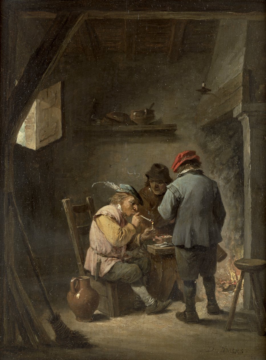 Parasztok egy fogadótűz mellett alkotó: David Teniers the Younger
