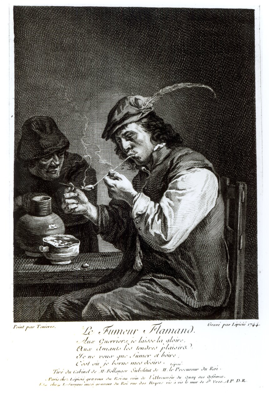 A flamand dohányos, metszett: Francois Bernard Lepicie (1698-1755), 1744 alkotó: David Teniers the Younger