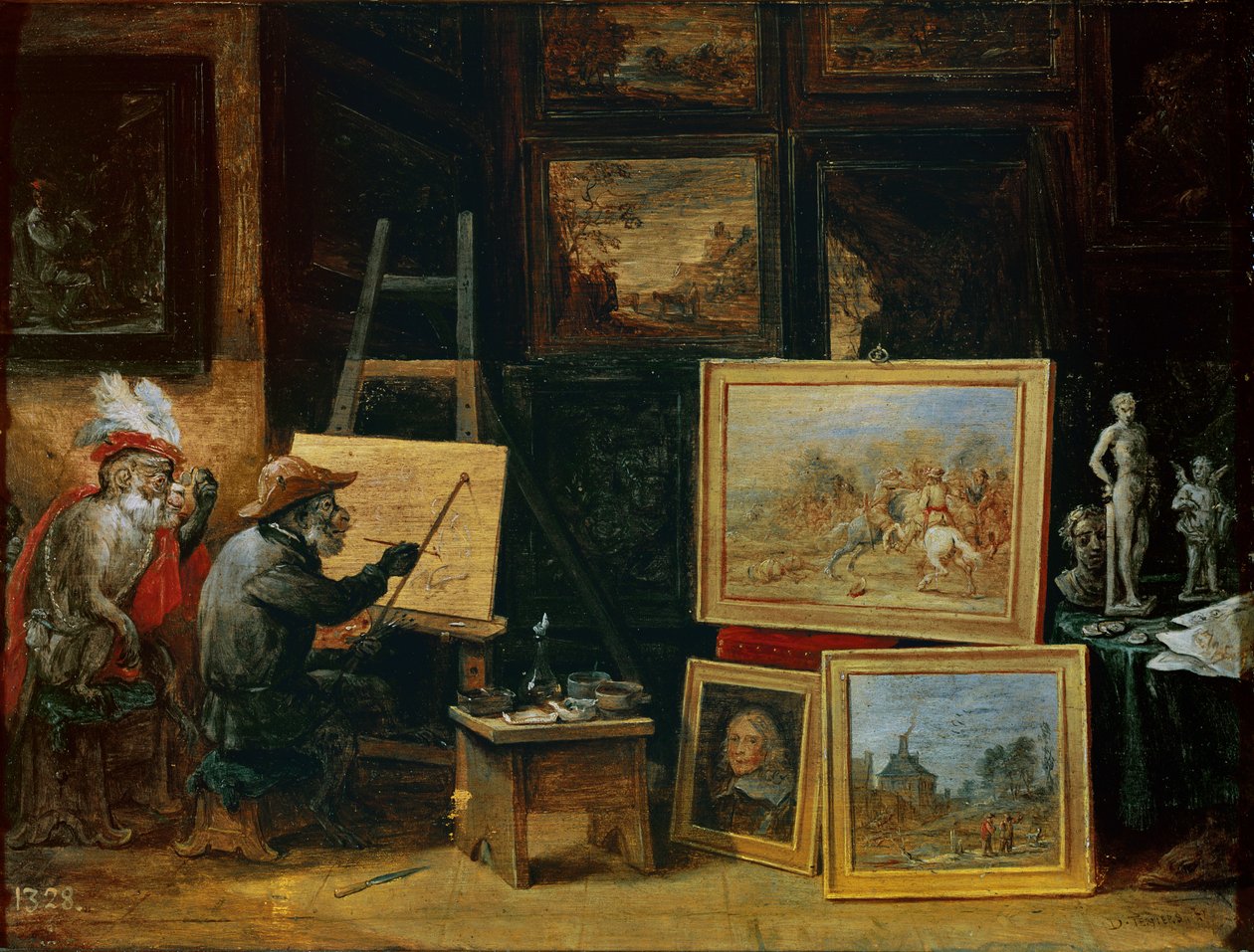 A majomfestő, 1805 (olaj, réz) alkotó: David Teniers the Younger