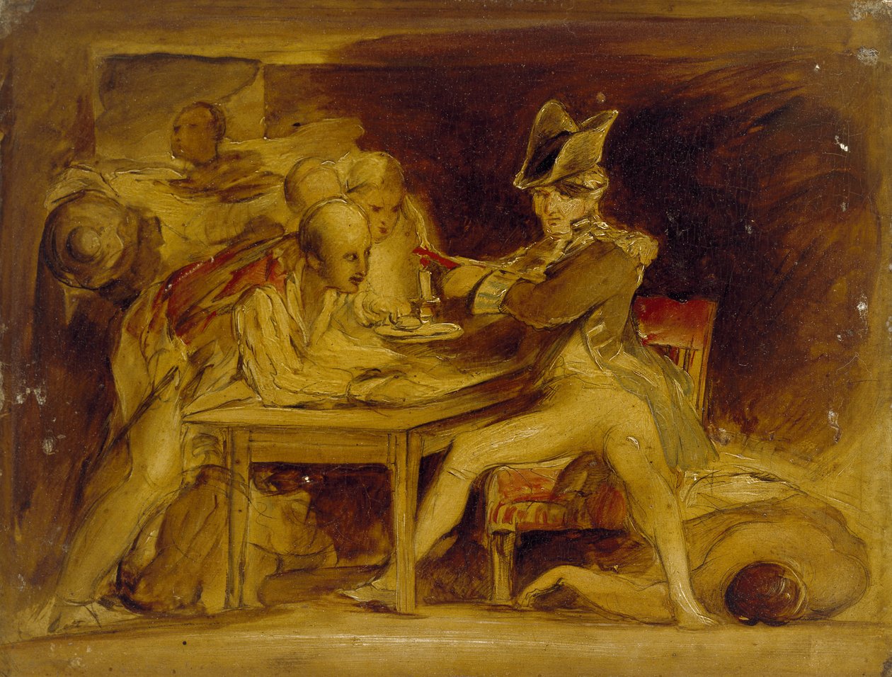 Nelson a koppenhágai levelet pecsételve, c. 1835 (olaj, panel, rajzként rögzítve) alkotó: David Wilkie