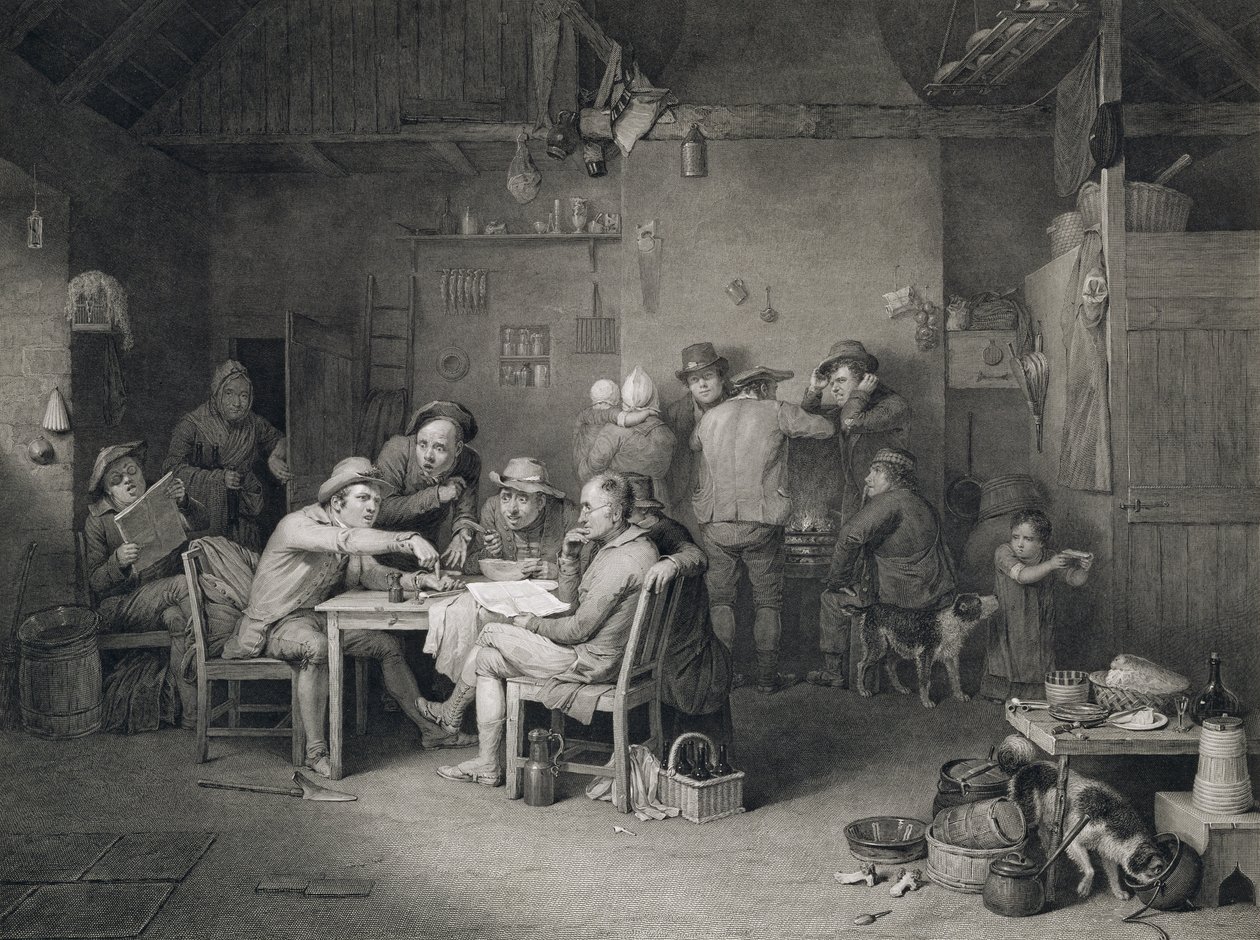 A falusi politikusok, vésette Abraham Raimbach (1784-1868), 1814 alkotó: David Wilkie