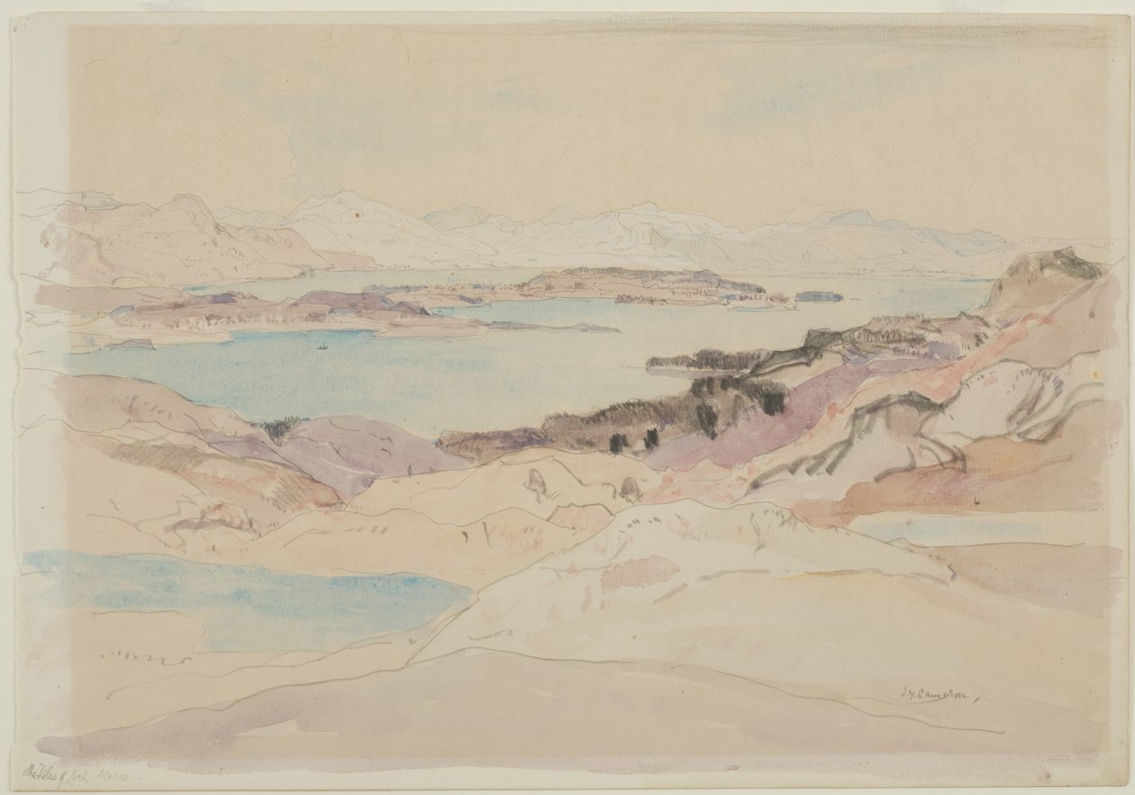 Loch Maree szigete (ceruza és WC papíron) alkotó: David Young Cameron