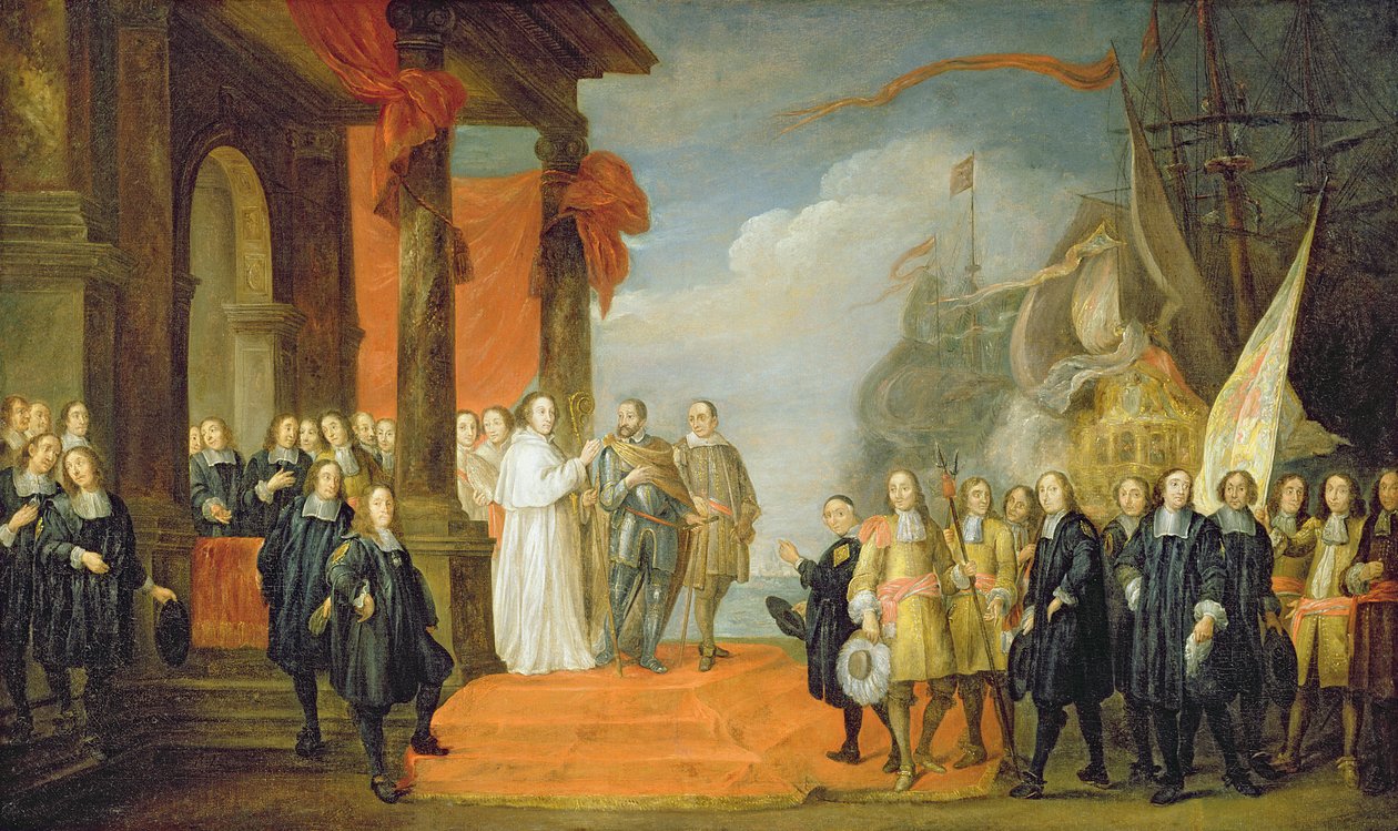 V. Károly (1500-58) elhagyja Dort városát alkotó: David Teniers the Elder