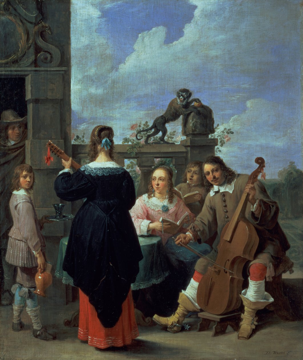 A művész és családja koncerten (panel) alkotó: David Teniers the Younger