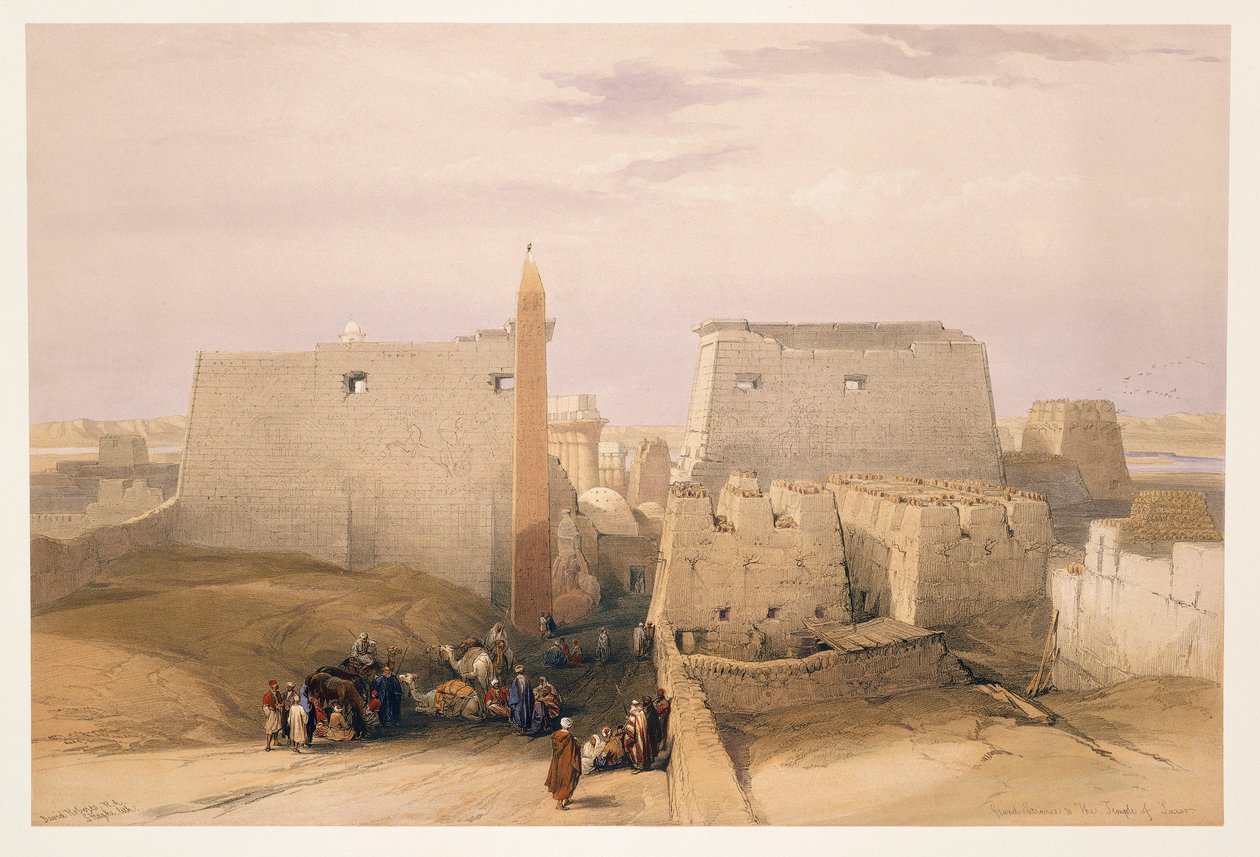 Egyiptom, Luxor templomának bejárata, metszet David Roberts rajza alapján alkotó: David (after) Roberts