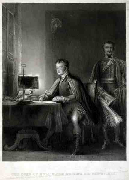 Wellington hercege küldeményeit írja, William Greatbach (sz. 1802) metszet (metszet) alkotó: David (after) Wilkie