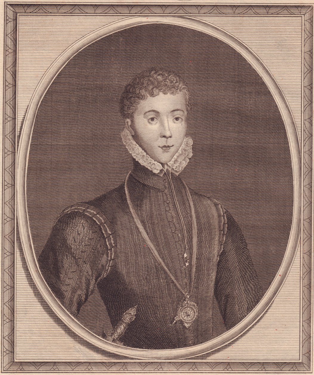 Henry Stuart, Lord Darnley (1545-1567), skót király hitvese portréja, John Goldar (1729-1795) rézmetszete Lucas de Heere festményéből alkotó: John Ward Dunsmore