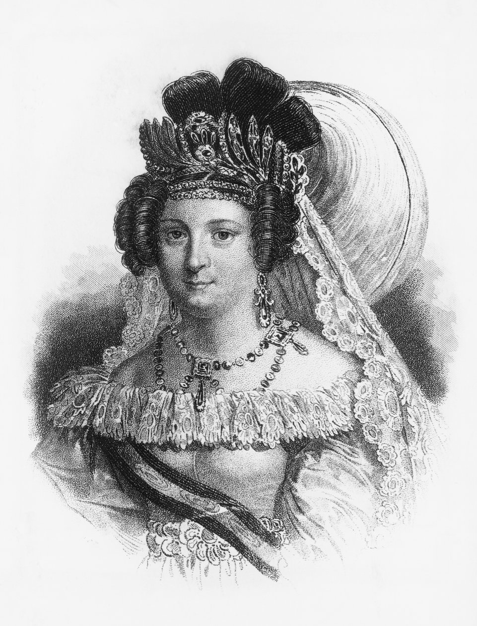 Maria Cristina de Borbon (1806-1878), 1829 és 1833 között Spanyolország királynő hitvese és 1833 és 1840 között régens királynő portréja, metszet alkotó: John Ward Dunsmore