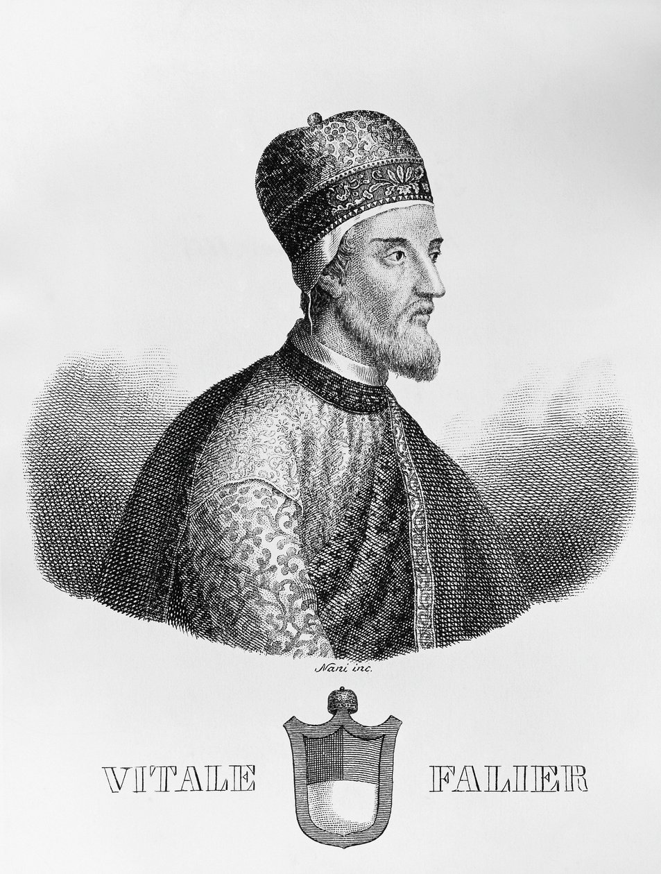 Vitale Falier (meghalt 1095 körül), a velencei 32. dózse portréja, Antonio Nani (1803-1870) metszet alkotó: John Ward Dunsmore