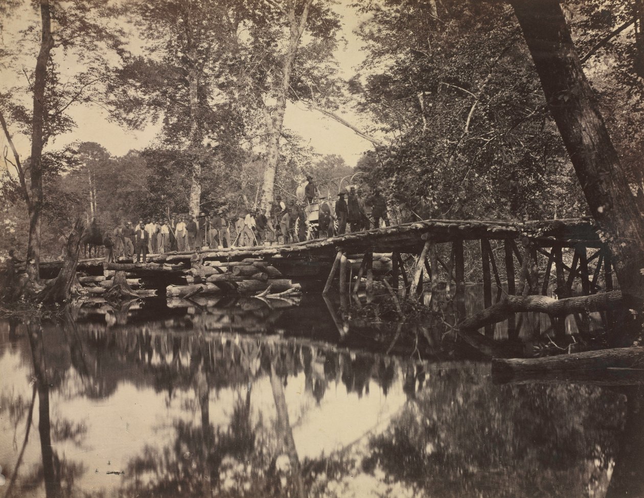 Military Bridge, Across the Chickahominy, Virginia, 1862. alkotó: David B. Woodbury