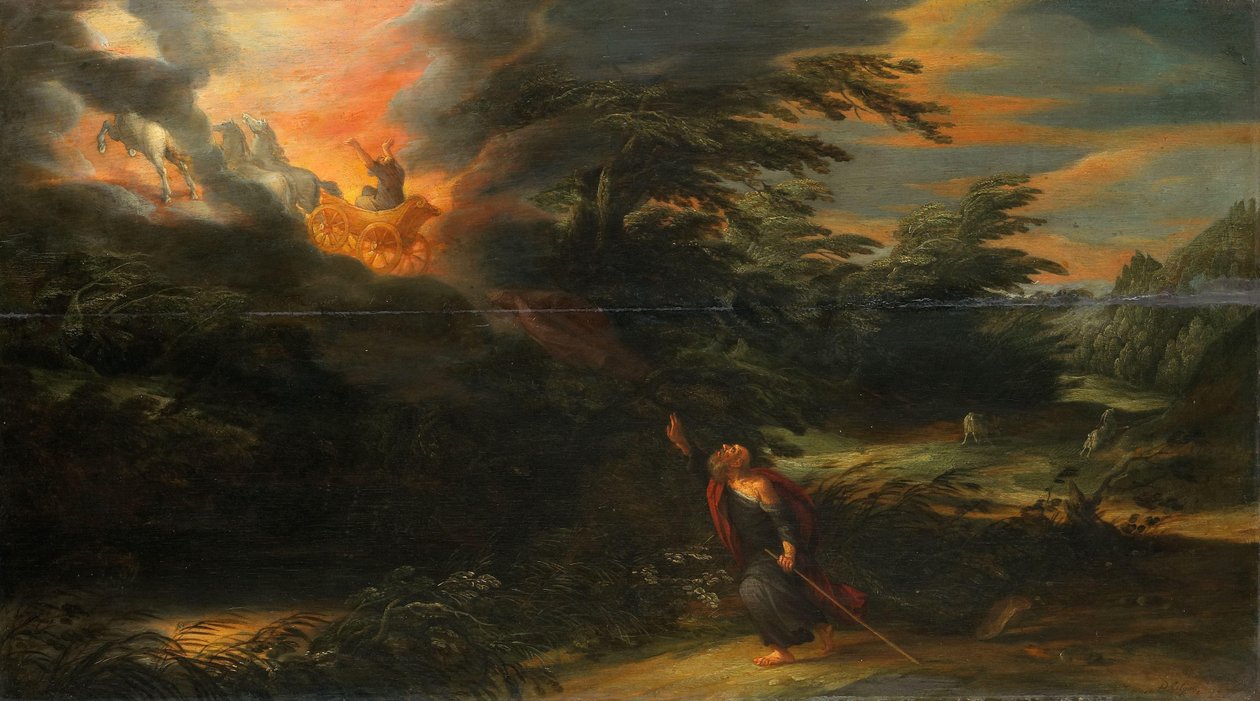 Illés mennybemenetele (II Királyok 2:11-13) alkotó: David Colijns