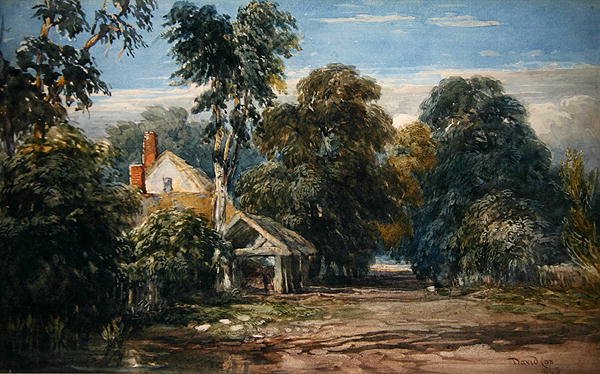Víkendház és Byre az erdő szélén alkotó: David Cox