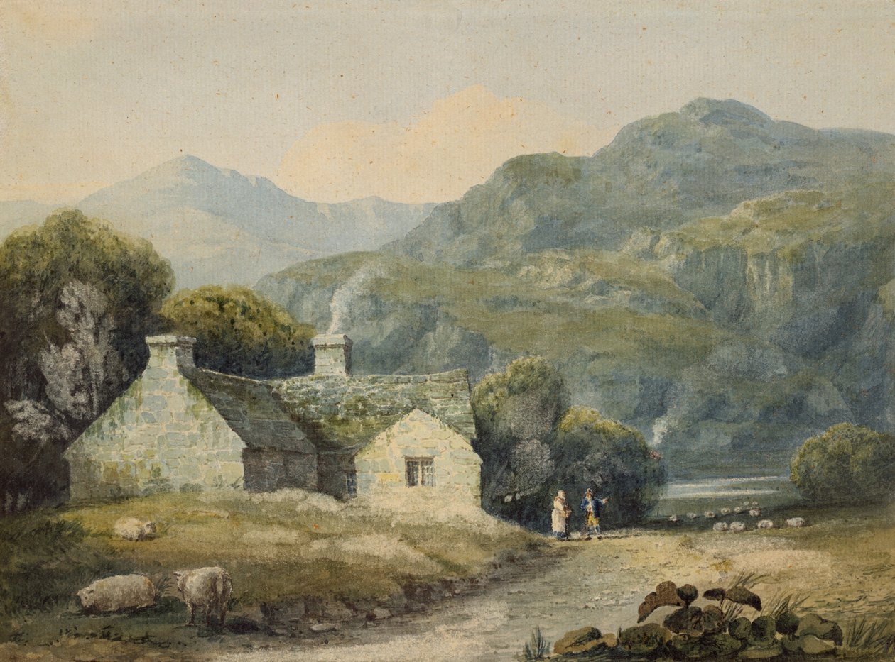 Egy farmház Llanberisben, Észak-Walesben (wc papíron) alkotó: David Cox