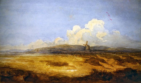 Szélmalom a közösen (akvarell papíron) alkotó: David Cox