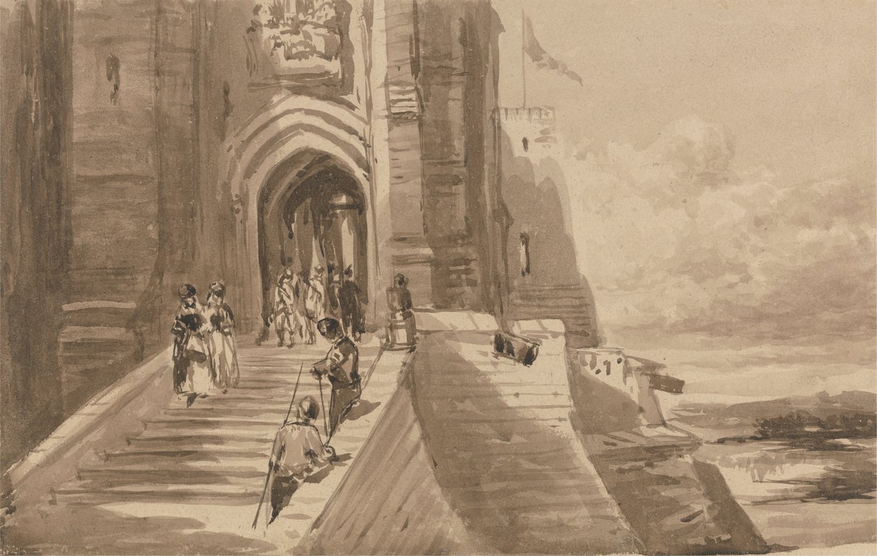 Alakzatok egy kastély külső lépcsőjén alkotó: David Cox
