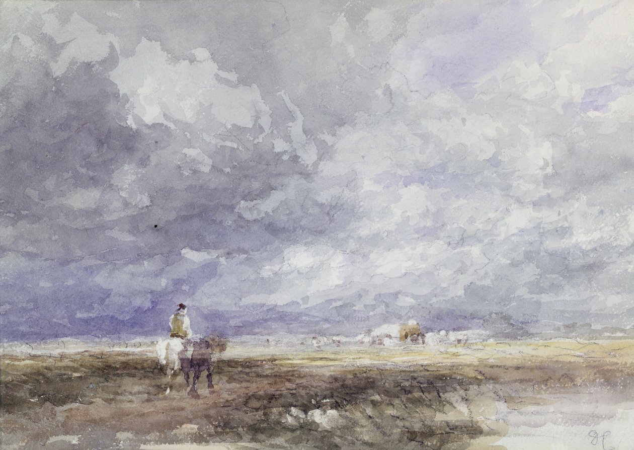 Megy a Hayfield, 1855 körül (fekete kréta és akvarell papíron) alkotó: David Cox