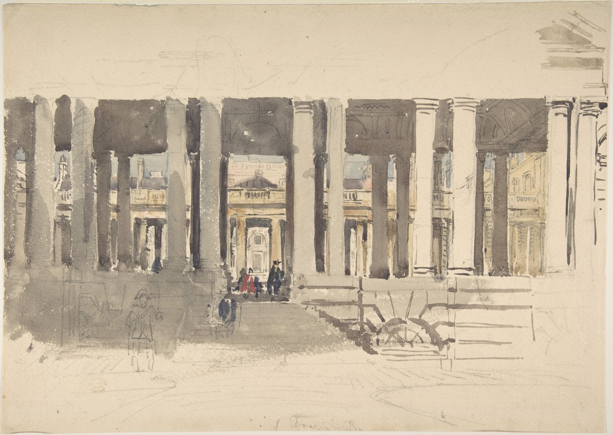 Greenwich Kórház (előlap); Egy épület tanulmányrajza (hátlap) alkotó: David Cox