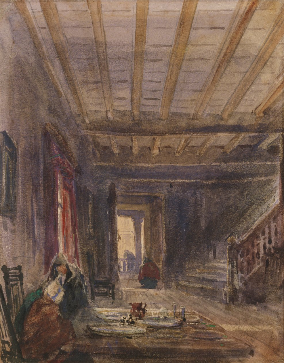 Belső figurákkal az asztalnál (wc papíron) alkotó: David Cox