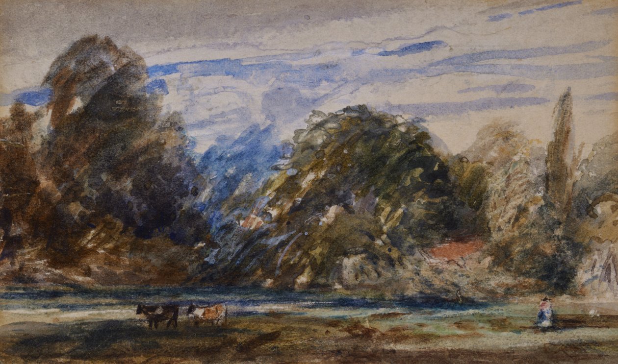Táj tehénekkel és alakkal alkotó: David Cox