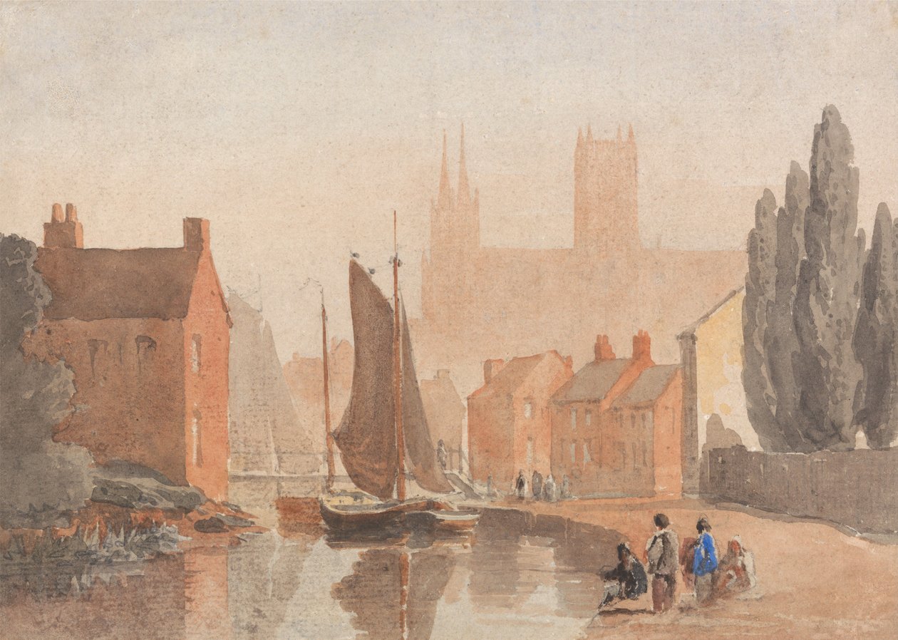 A lincolni székesegyház a Brayford Pool felől nézve alkotó: David Cox