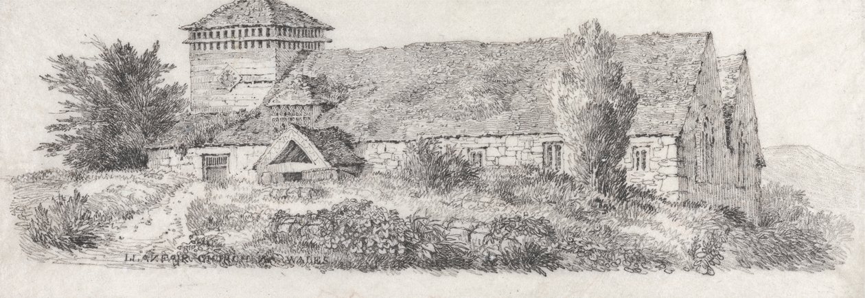 Llanfair Church, Észak-Wales, a tájfestésről és az akvarellek hatásáról szóló értekezéshez alkotó: David Cox