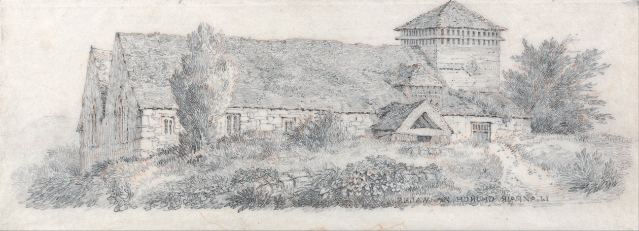 Llanfair Church, Észak-Wales, A Treatise on Landscape Painting and Effect in Water Colours (Értekezés a tájképfestészetről és a vízfestés hatásáról) című művéhez alkotó: David Cox