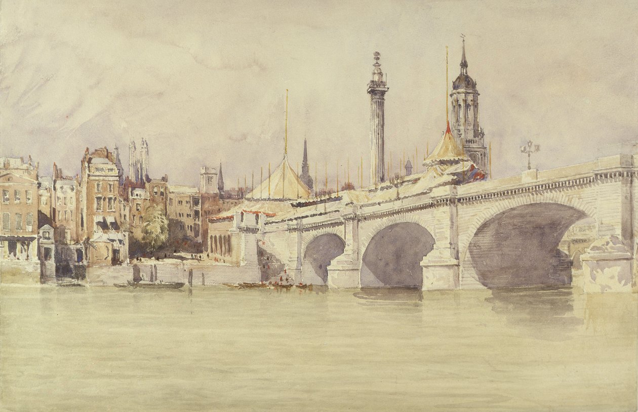 London Bridge, 1831 (wc testszínnel grafit felett, papíron) alkotó: David Cox