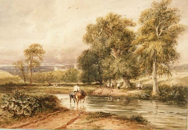 No.1789 Hayfieldről visszatérve, távoli kilátással a Haddon Hallra (akvarell papíron) alkotó: David Cox