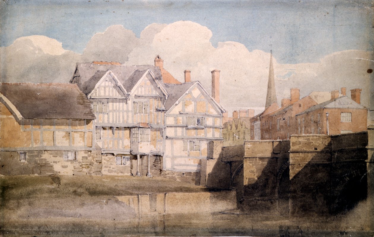 Old Houses and Wye Bridge, Hereford, 1820 alkotó: David Cox