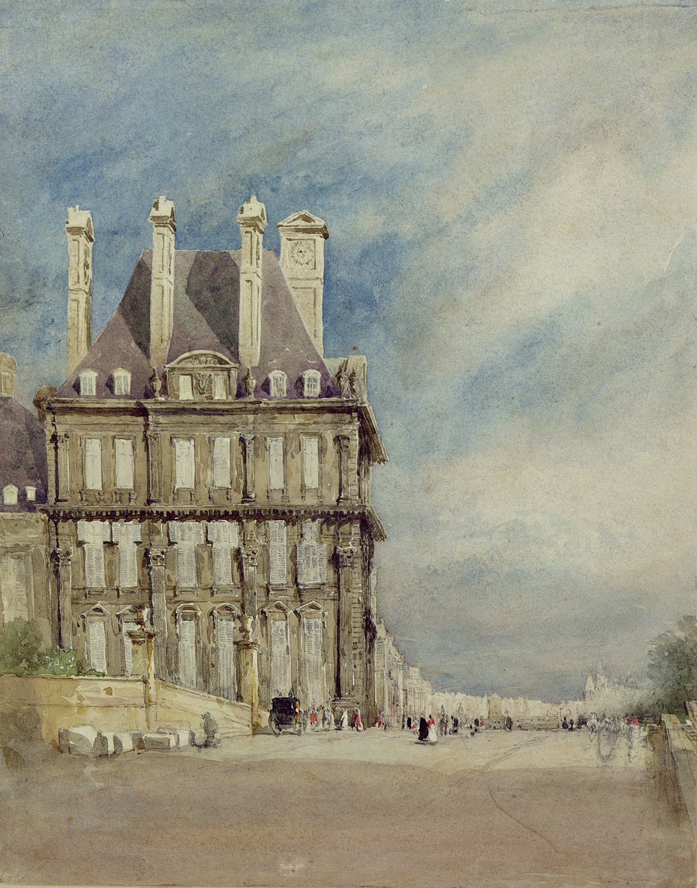 Pavillon de Flore, Tuileries, Párizs (akvarell és gouache papíron) alkotó: David Cox