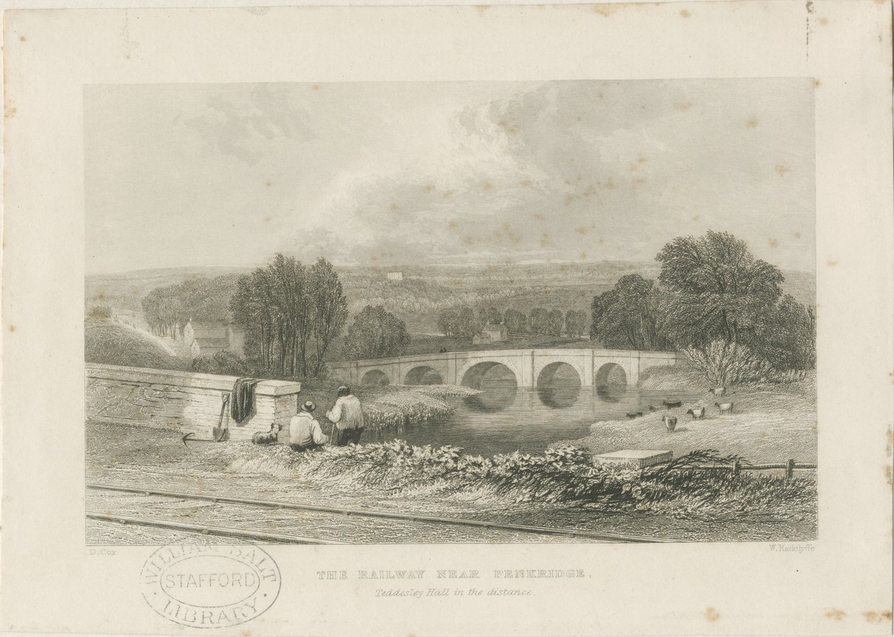 Penkridge Town – Railway and Bull Bridge: acélmetszet, nd [c 1839] alkotó: David Cox