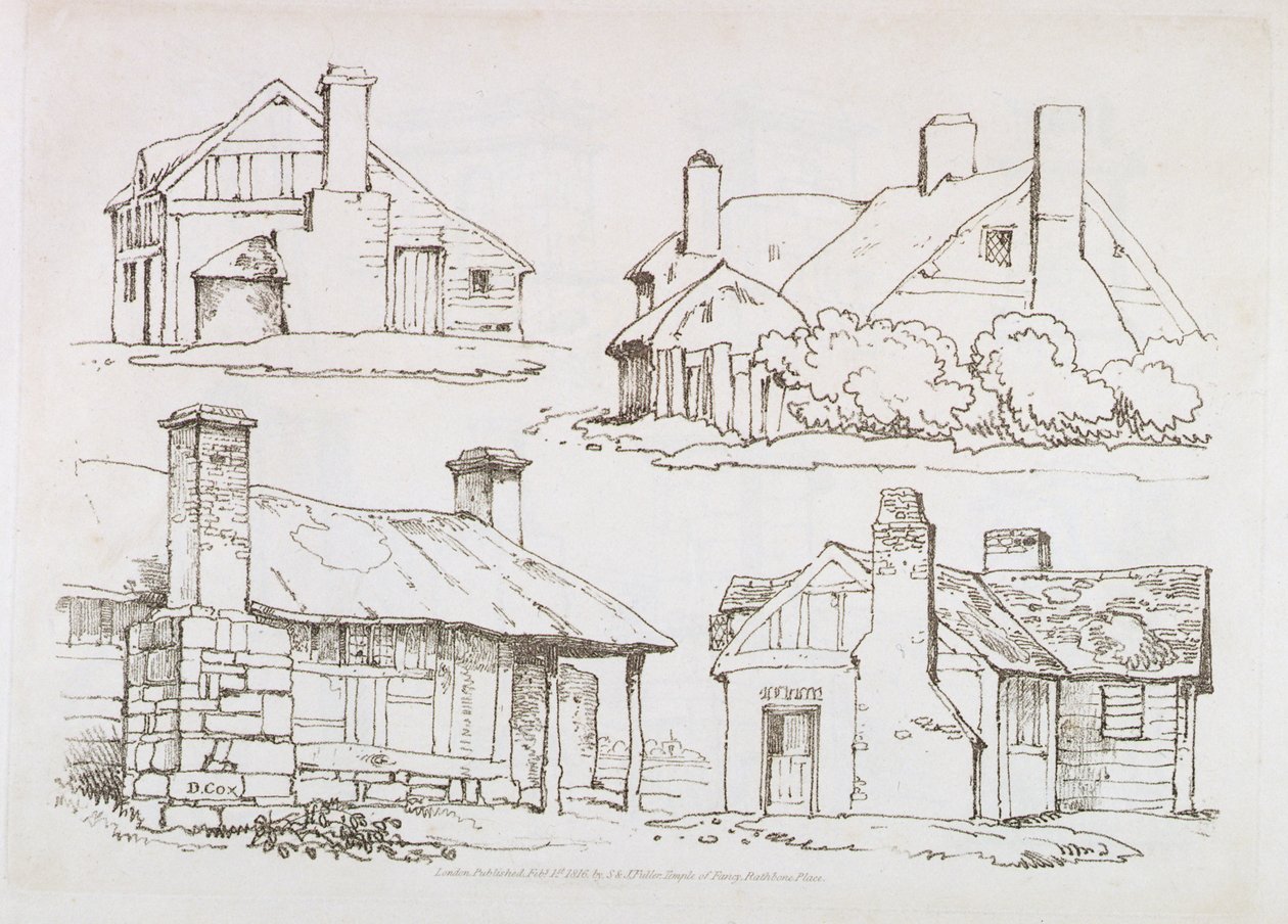 3. tábla a Progressive Lessons on Landscape for Young Beginners című könyvből, 1816 (lágy talajmarattás) alkotó: David Cox