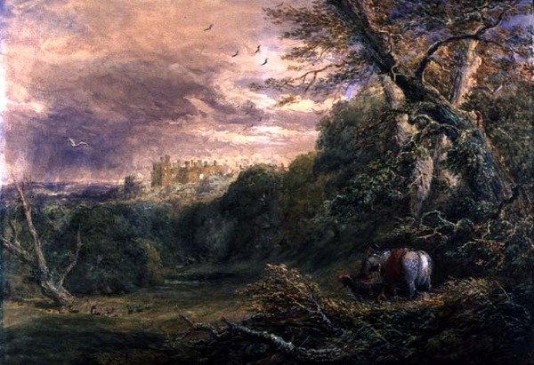 Powys Park, Montgomeryshire, 1837 körül (akvarell ceruza, gouache és gumiarábikum, papíron) alkotó: David Cox
