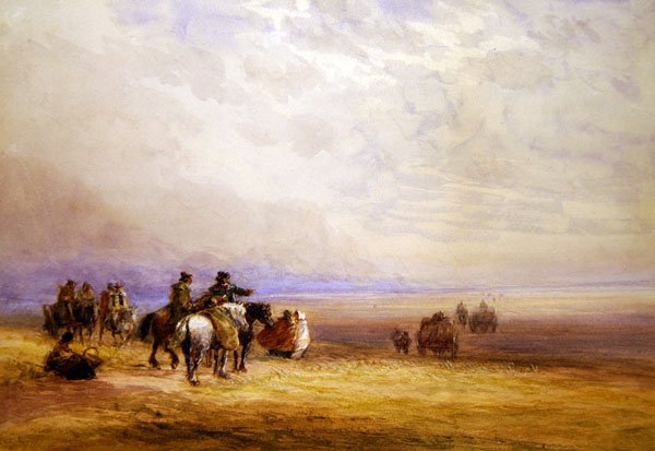Felkészülés a Lancaster Sands átkelésére (akvarell papíron) alkotó: David Cox