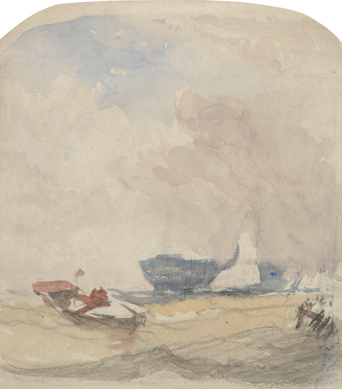 Tengeri tanulmányok Hulkkal, vitorlással és evezős csónakkal alkotó: David Cox