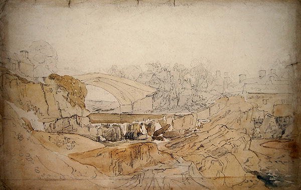 A Rhayader hídja (ceruza és akvarell papíron) alkotó: David Cox