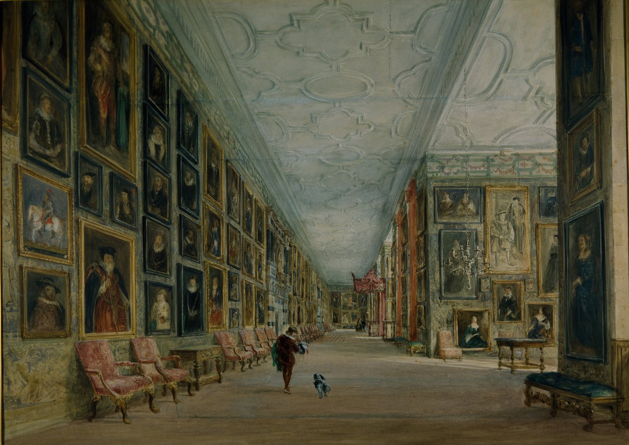 The Long Gallery, Hardwick (akvarell papíron) alkotó: David Cox
