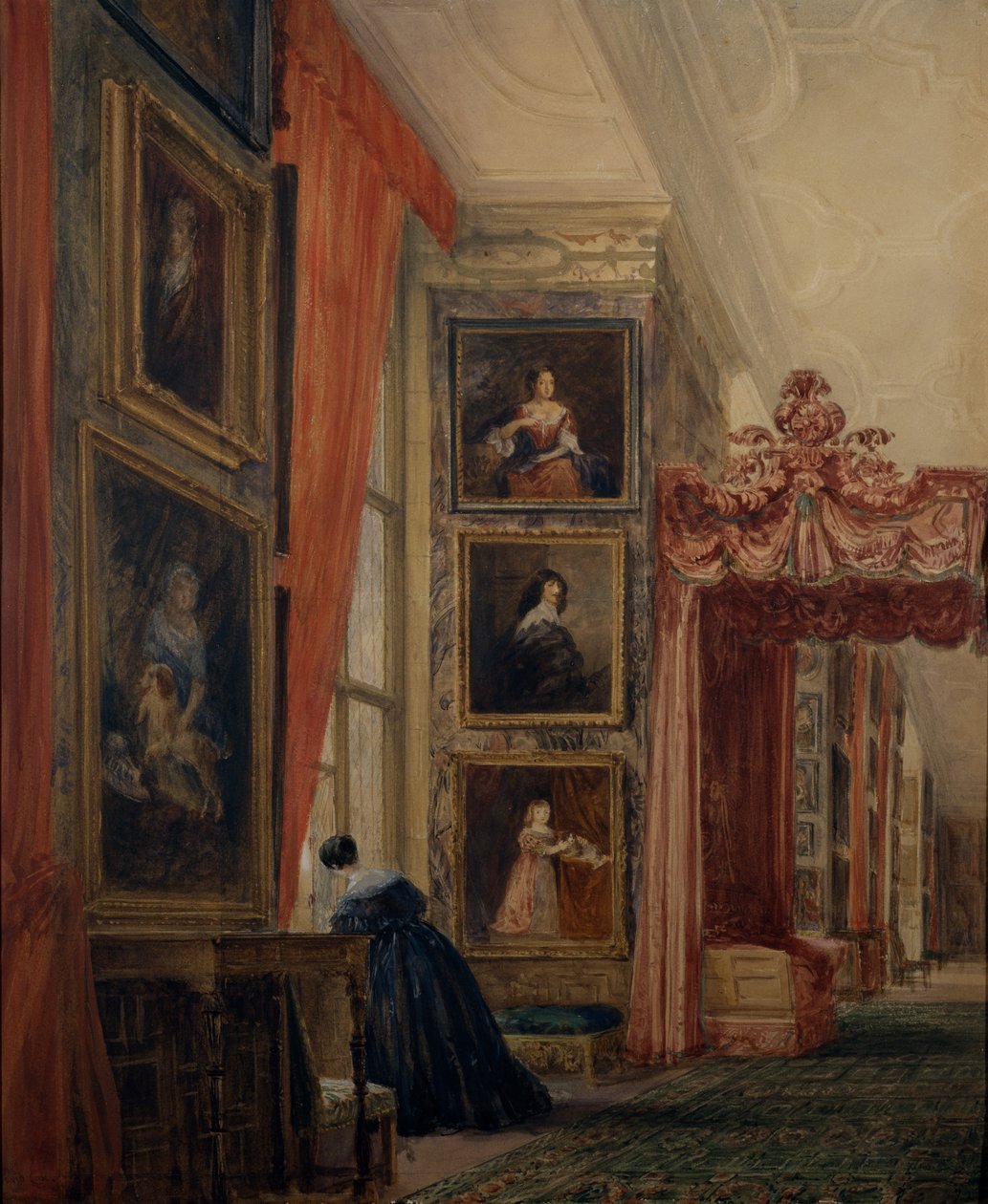 The Long Gallery at Hardwick (akvarell papíron) alkotó: David Cox