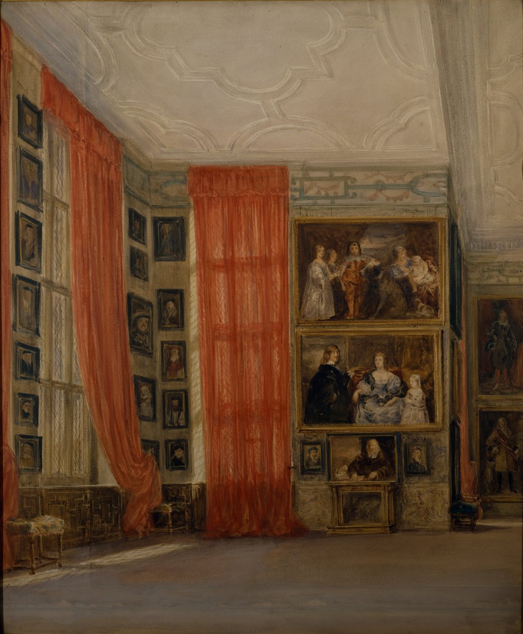 The Long Gallery at Hardwick (akvarell papíron) alkotó: David Cox