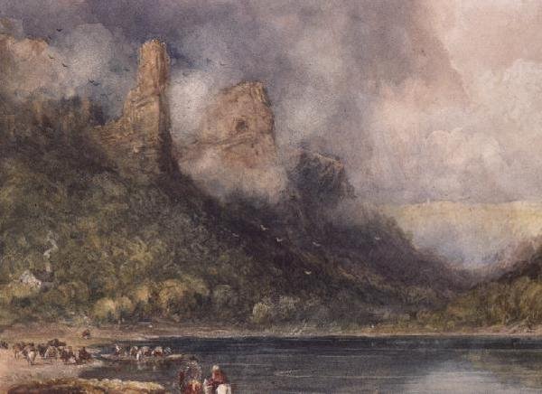 Utazók a Longstone on the Wye-nál (akvarell papíron) alkotó: David Cox