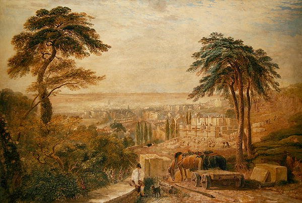 View Over a Town (akvarell, papír) alkotó: David Cox
