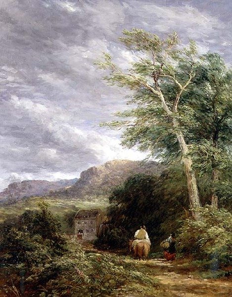 Walesi táj vízimalommal (olaj, vászon) alkotó: David Cox